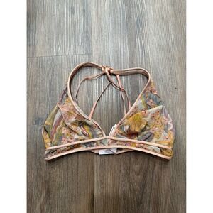 Victorias Secret Floral Print Bralette Top Mesh Lined Pink Yellow Size M